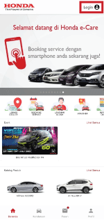 Klik Login pada halaman utama aplikasi Honda e-Care.