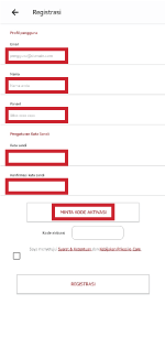Input seluruh data diri Anda dengan benar, kemudian klik "Minta Kode Aktivasi".