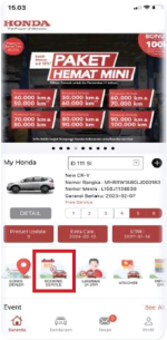 Klik Booking Service pada ahalaman utama aplikasi Honda e-Care.