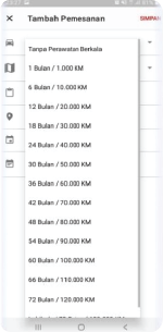 Pilih “Perawatan  Berkala” untuk  menentukan service  mobil berdasarkan  waktu / kilometer yang  telah ditempuh.