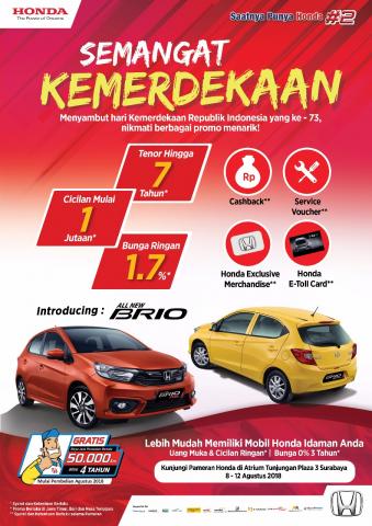 SETELAH WORLD PREMIERE DI JAKARTA, HONDA LUNCURKAN ALL NEW HONDA BRIO DENGAN KARAKTER LEBIH SPORTY DI SURABAYA